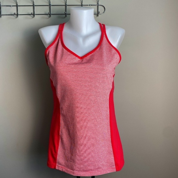 Tuff Athletics Women's Pink White Stripes Activewear Tank Top Spaghetti Straps L - Picture 1 of 11
